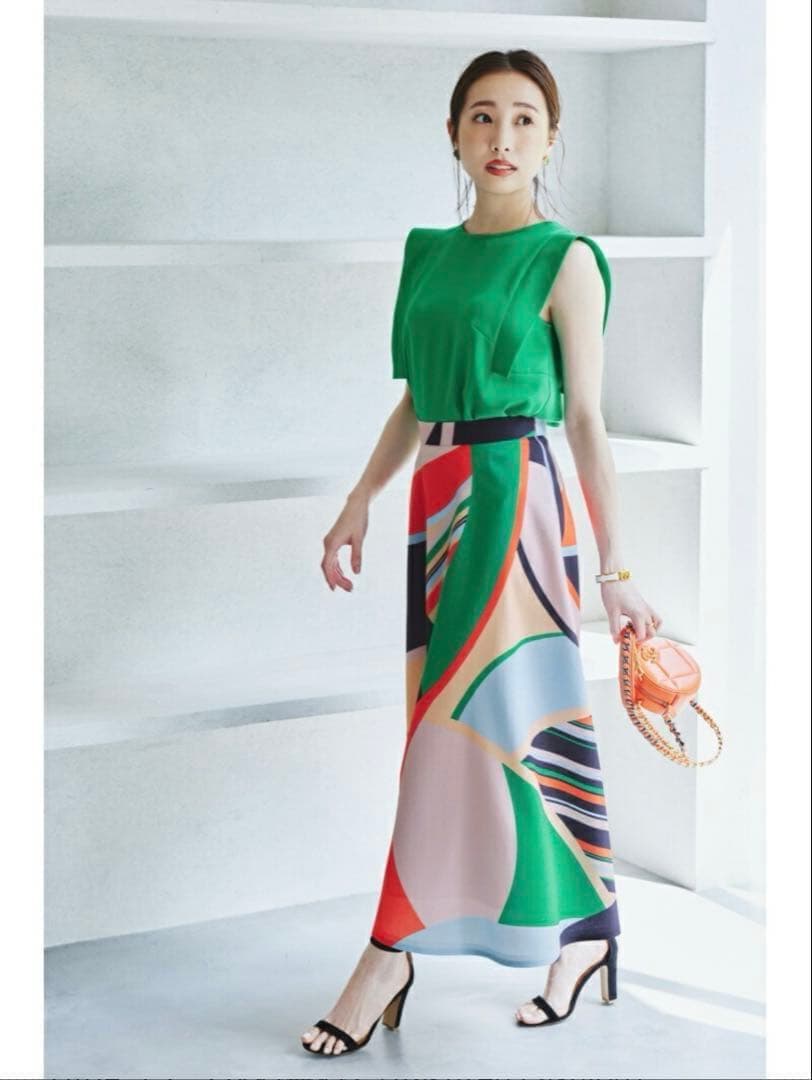 美品✨ピンキー＆ダイアン マルチカラープリントスカート サイズ34