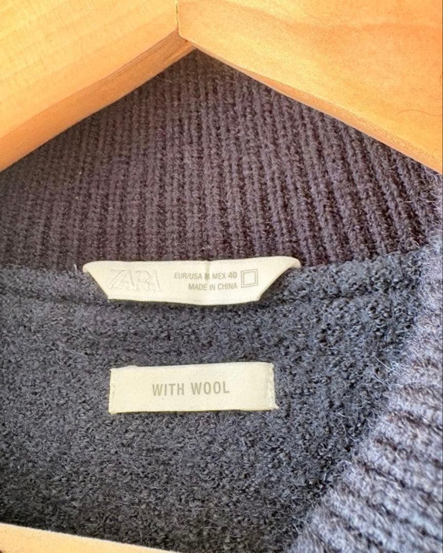 zara ザラ リブ襟切り替えジャケット M - メルカリ