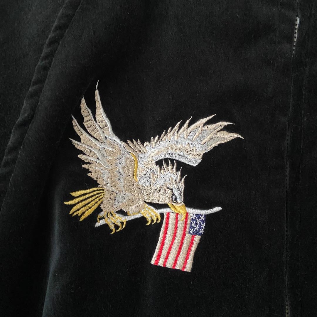 VANS バンズ スカジャン 別珍 ベロア M 刺繍 黒 ブラック - メルカリ