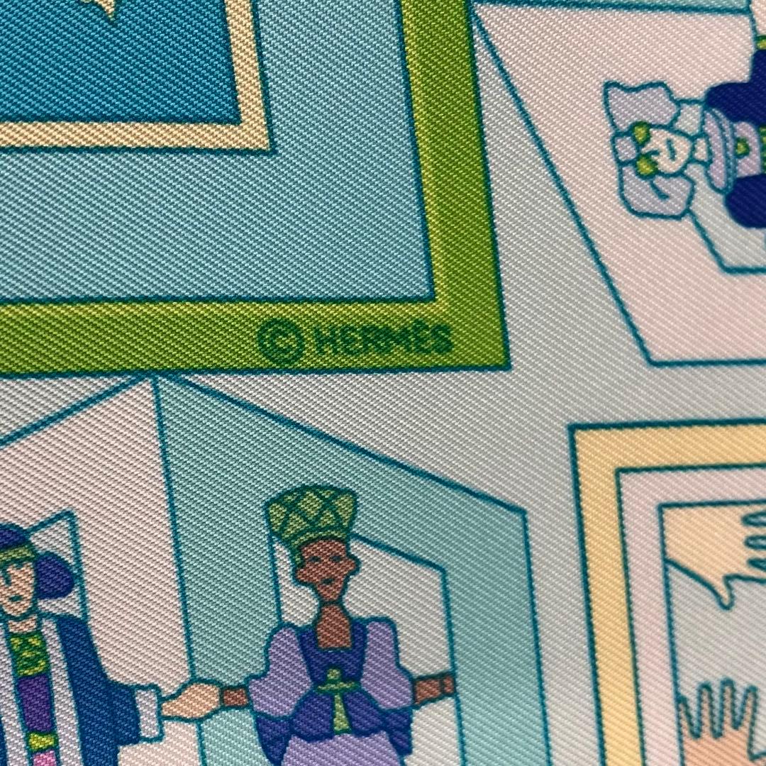 大人気☆エルメス☆スカーフ☆カレ90☆DONNER LA MAIN☆シルク☆青系