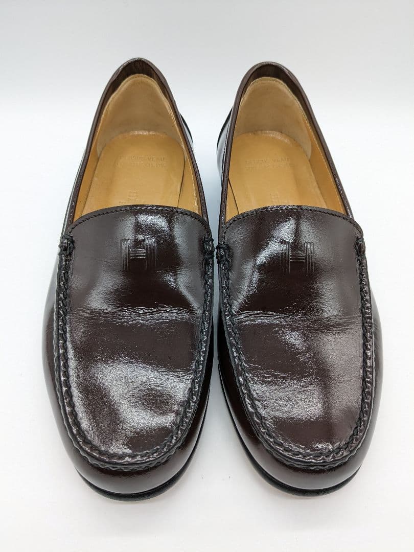 極美品 HERMES ローファー 22.5cm ダークブラウン エルメス 35