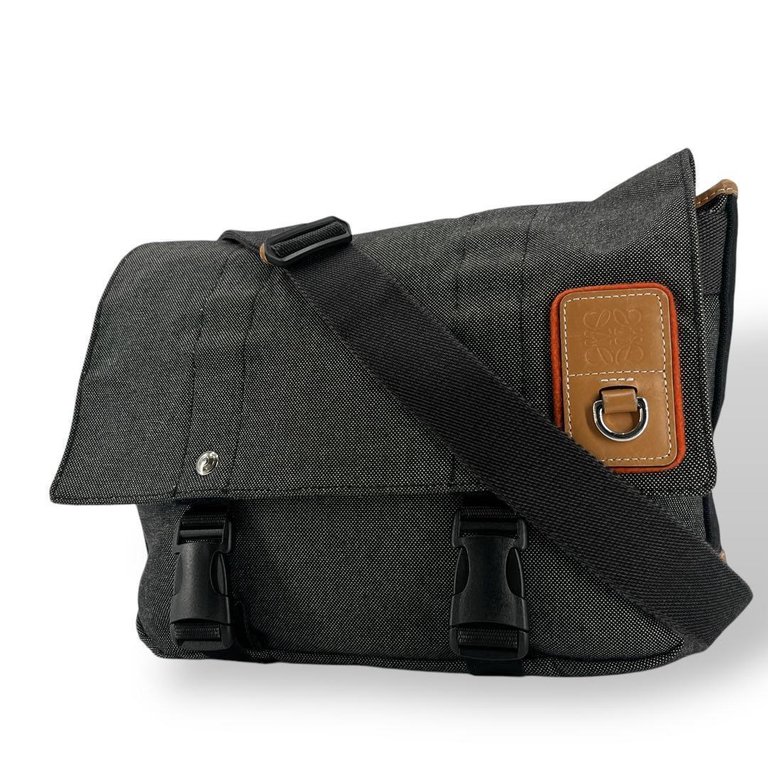 良品 ロエベ メッセンジャーバッグ アイ ネイチャー デニム アナグラム