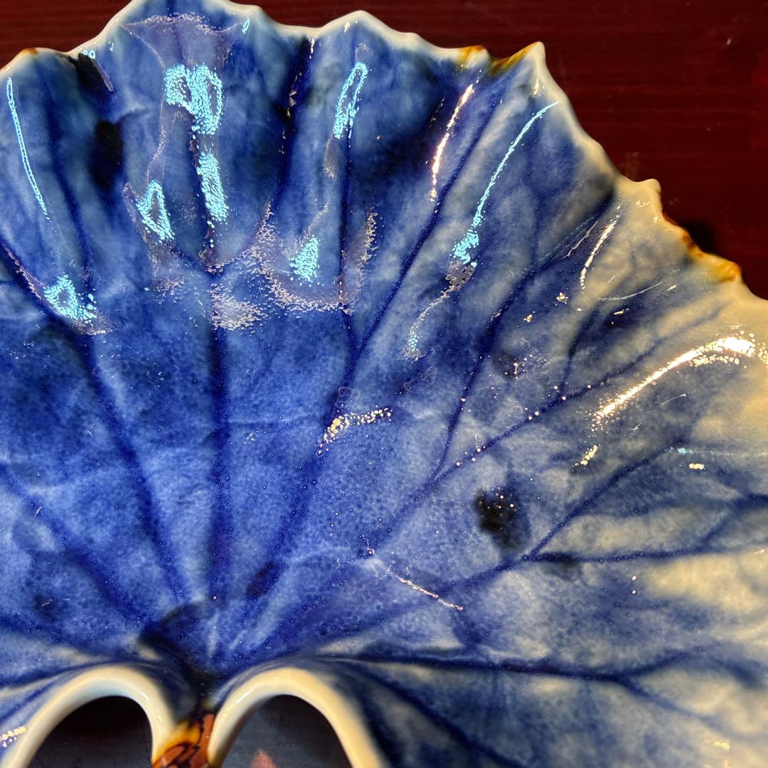 有田焼 福泉窯 つわぶき青色 磁器皿 葉型 約18cm - CERCLE-ST