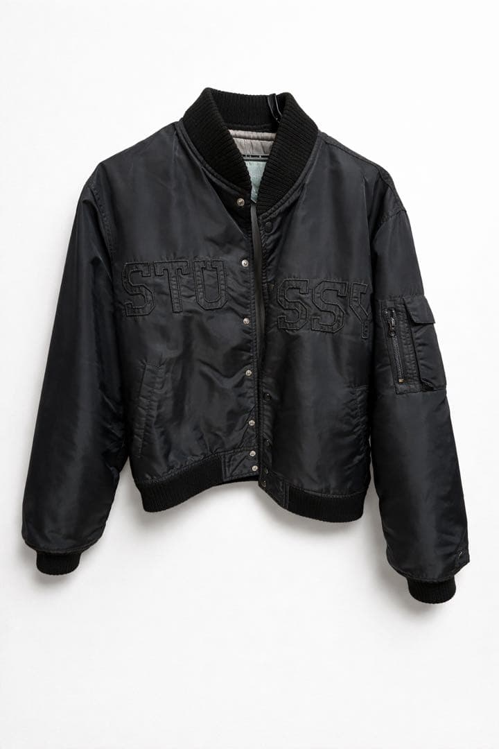 STUSSY ブラック MA-1ジャケット - メルカリ