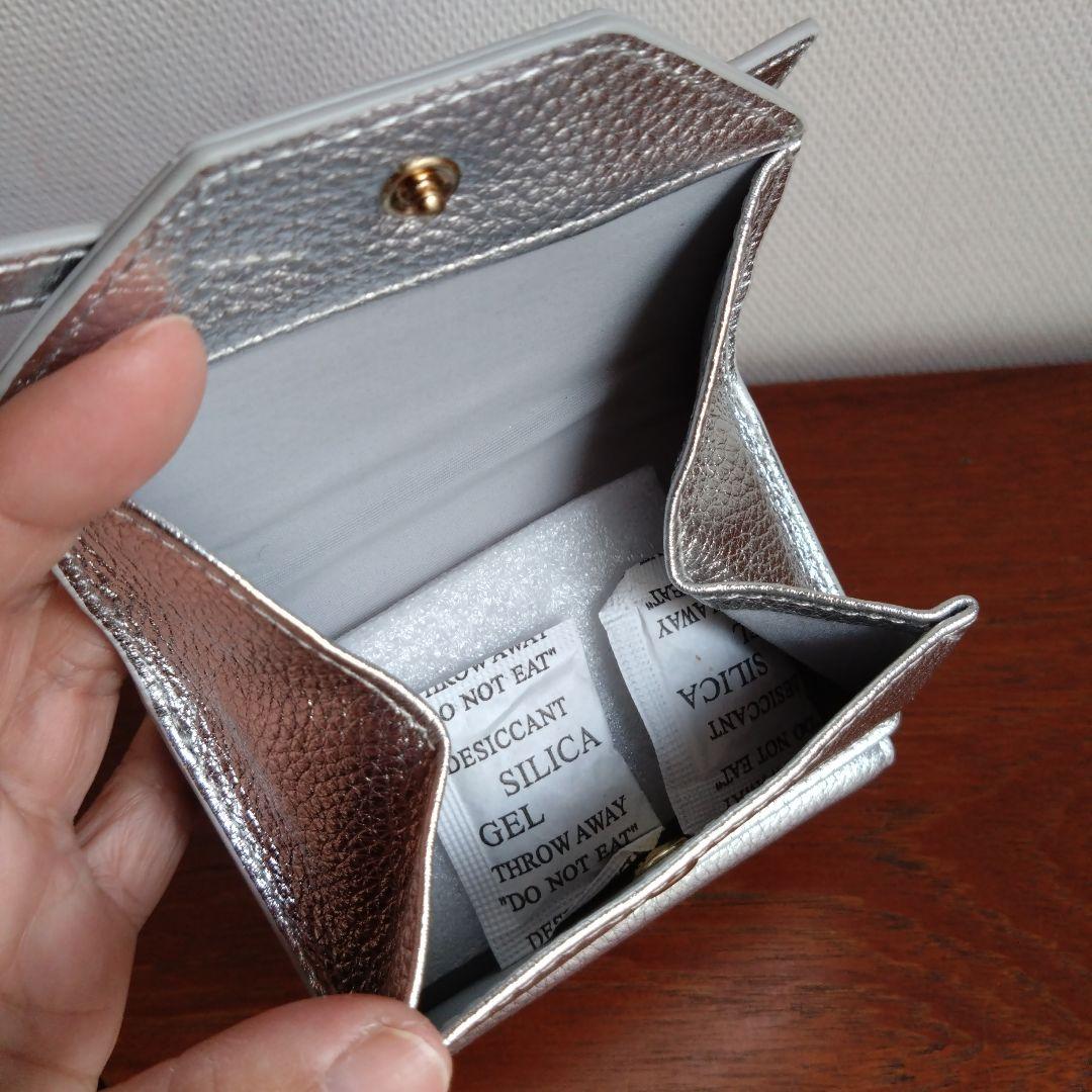 TOV トーヴ リボンデザイン 三つ折り財布 ミニウォレット シルバー