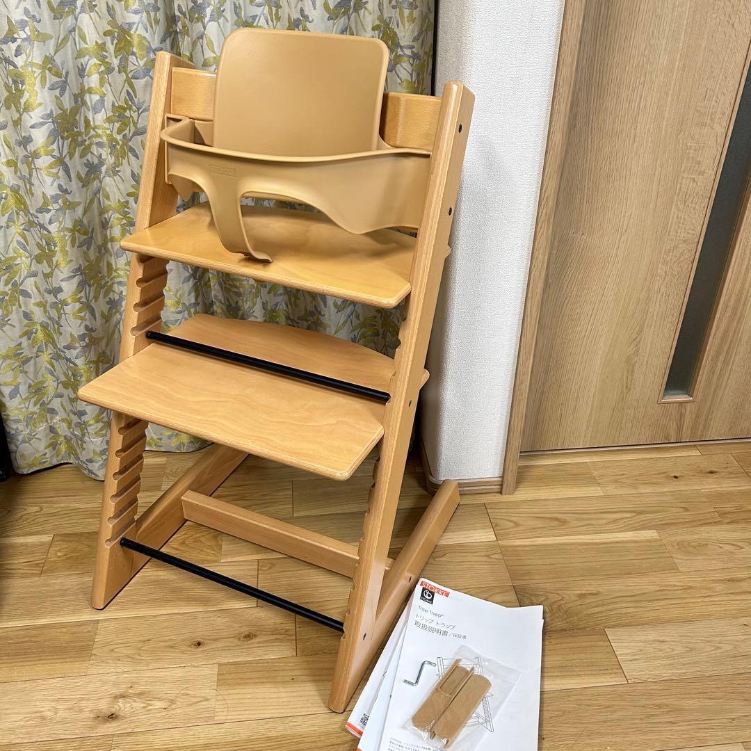 極美品♡ ストッケトリップトラップナチュラルベビーセット付きシリアル5