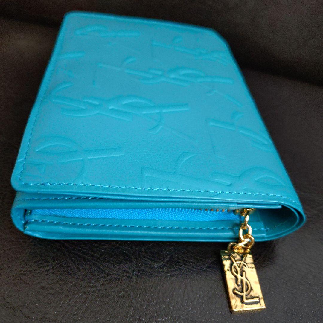 未使用】YSLイヴ・サンローラン ターコイズ 二つ折り財布 - メルカリ