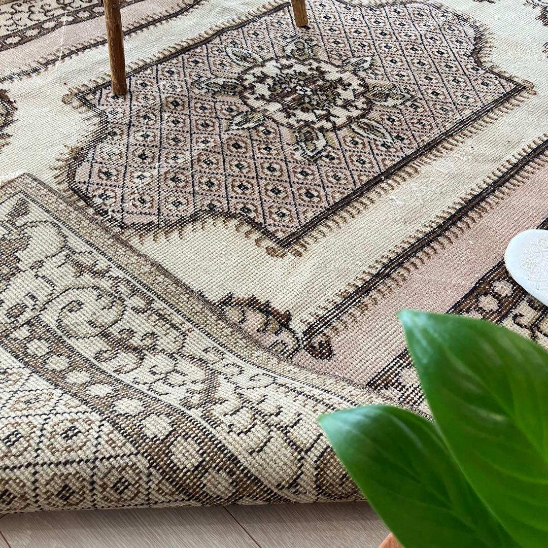 貴重／クラシカル116×211キャラメルココアリッチトルコヴィンテージラグ