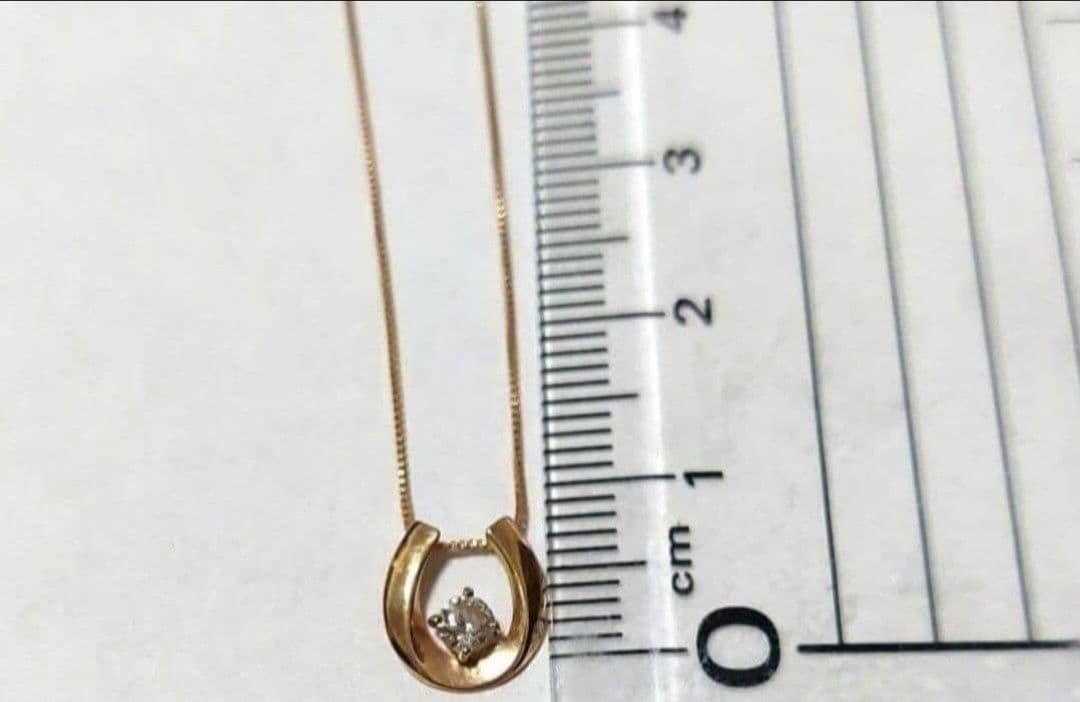 K18　1Pダイヤモンド 0.1ct 馬蹄 ネックレス　　アンティーク