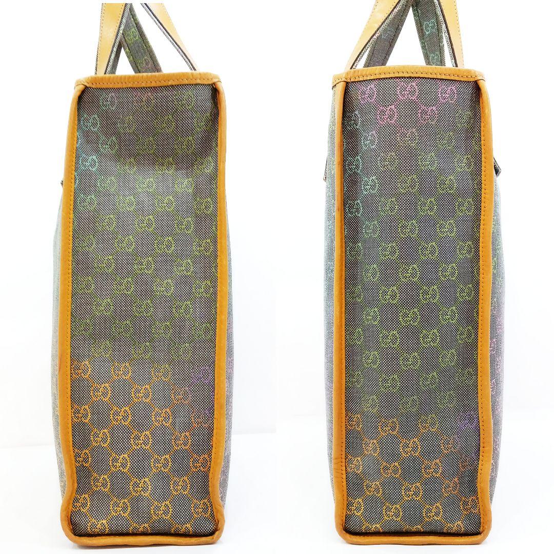 グッチ トートバッグ レザー×PVC A4可 肩掛 カラフルGG ブラウン系