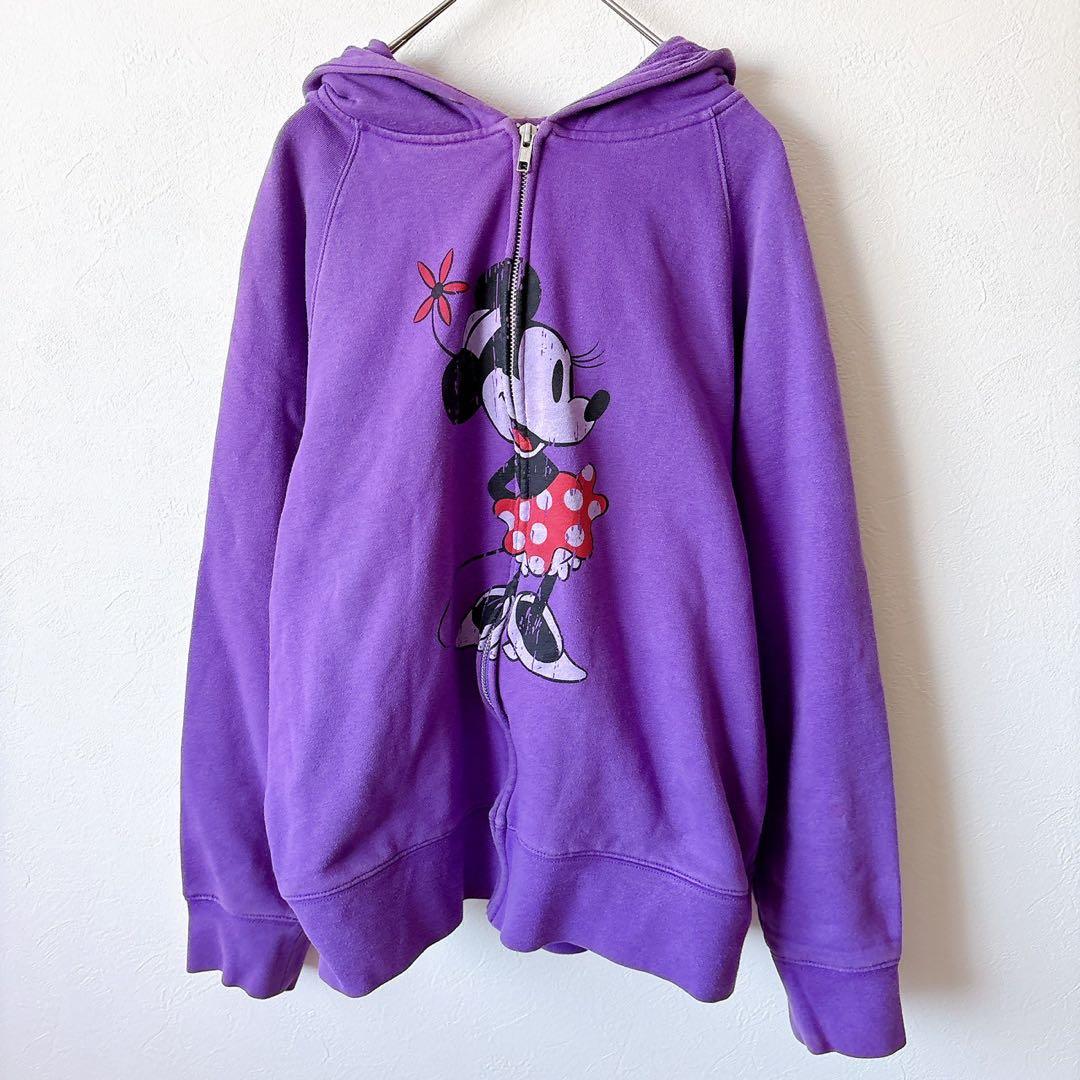 東京ディズニーリゾート パーカー トレーナー 紫 裏起毛 耳付きフード