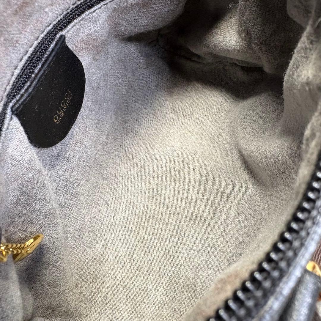 美品 グッチ バンブー 2WAY ミニ ボストンバッグ ヴィンテージ 黒 極小