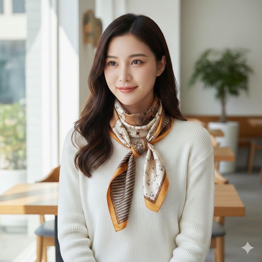 パッチワーク スカーフ 馬模様 ファッション シルクスカーフ 式典 卒業