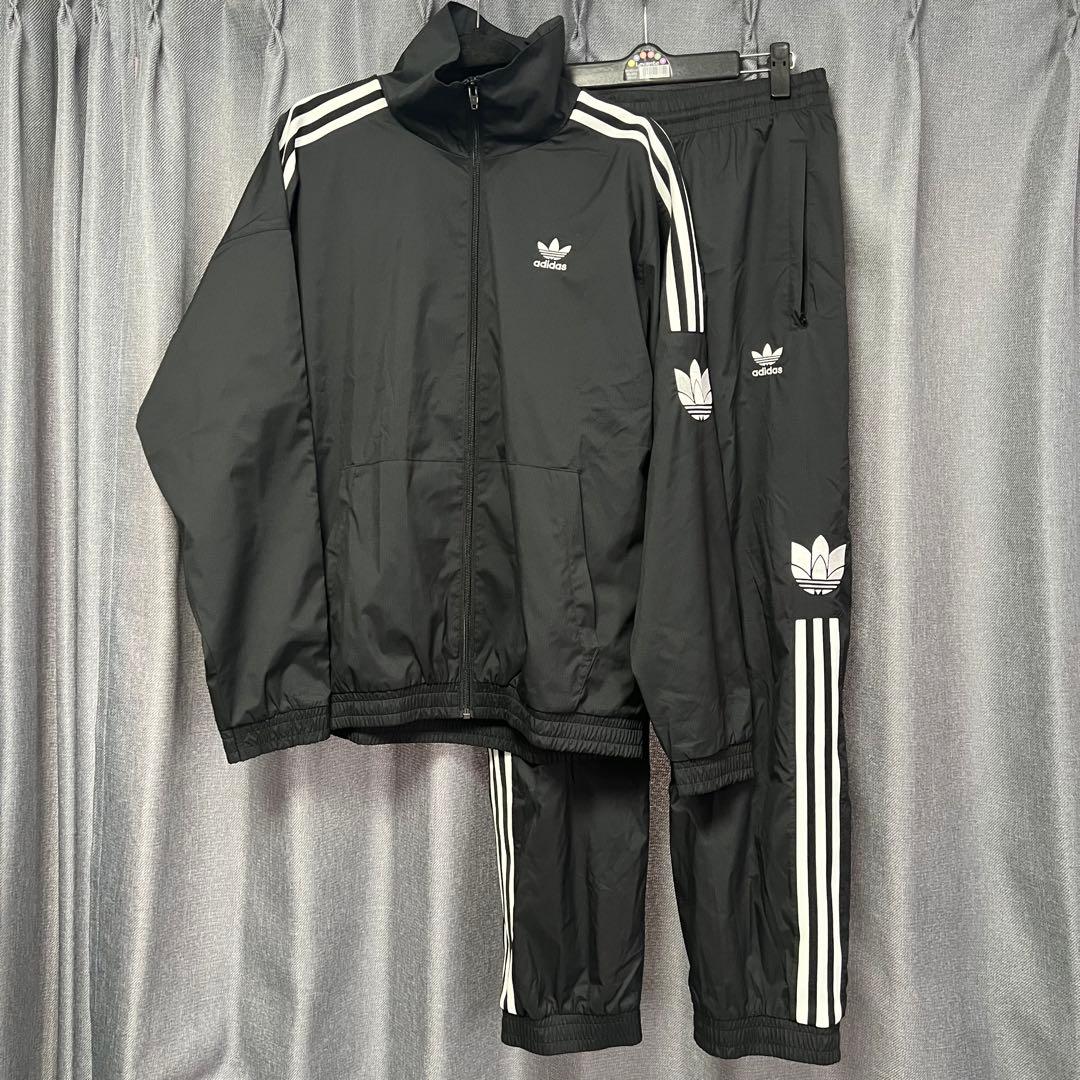 美品】adidas アディダス ナイロンジャージ セットアップ 上下 黒