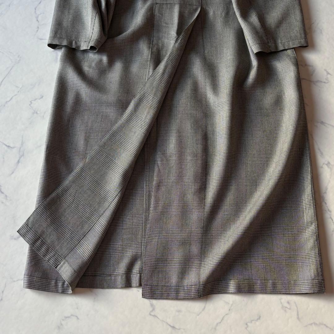 イッセイミヤケ 日本製 グレンチェック ロングコート 9号 テーラード I