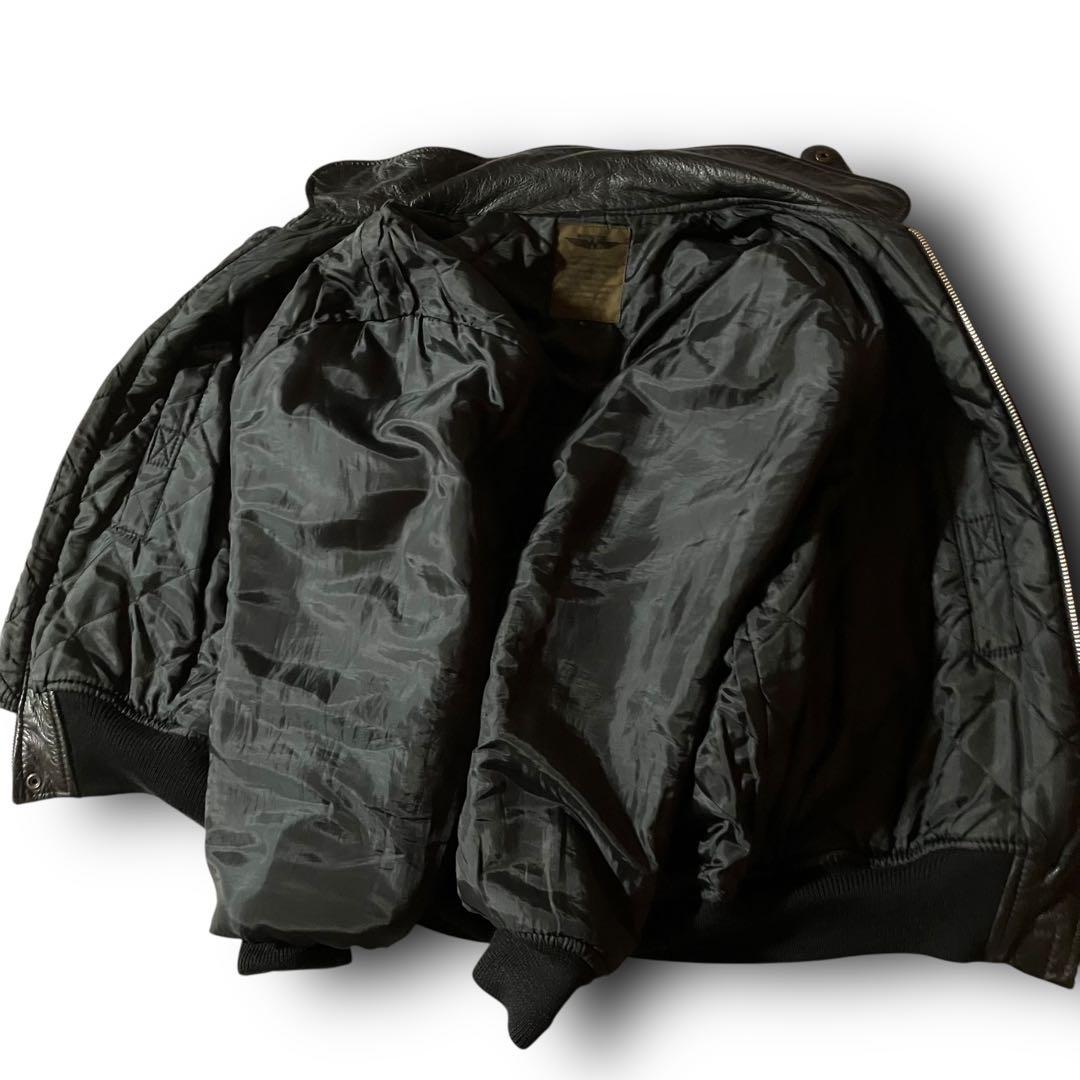 vintageレザージャケットCWU-45P型フライトジャケット本革ブラック黒L