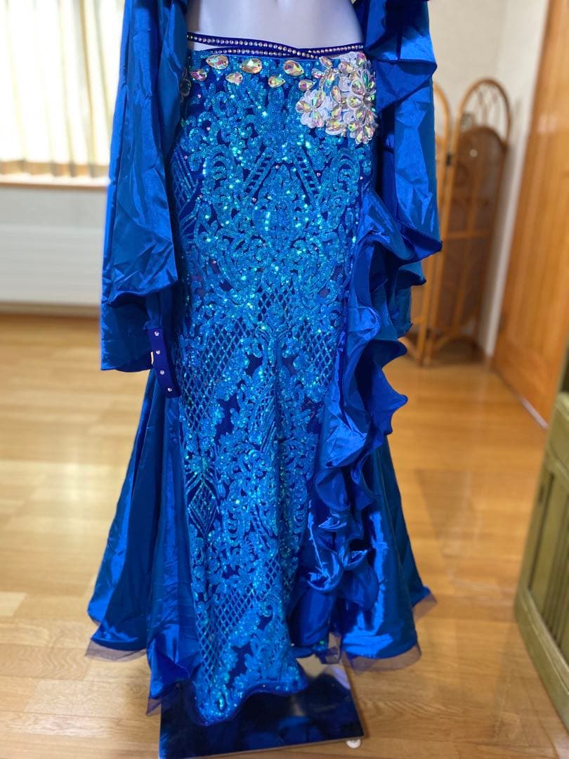 ベリーダンス衣装 ブラベルトスカートセット 青