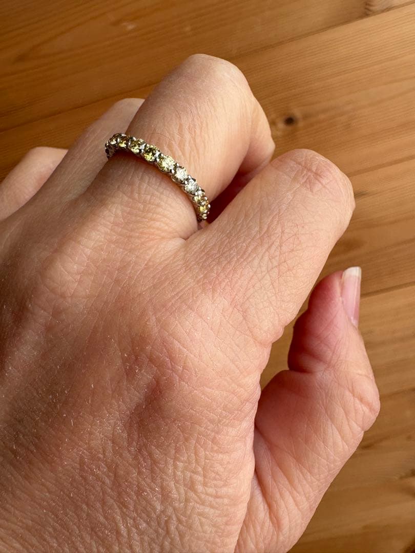 PT900 イエローダイヤ(0.93ct) ハーフエタニティリング✨