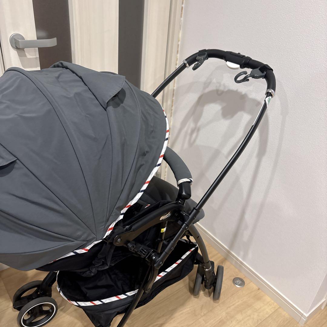 Aprica ベビーカー ラクーナエアー 両対面式 グレー ストライプ 軽量