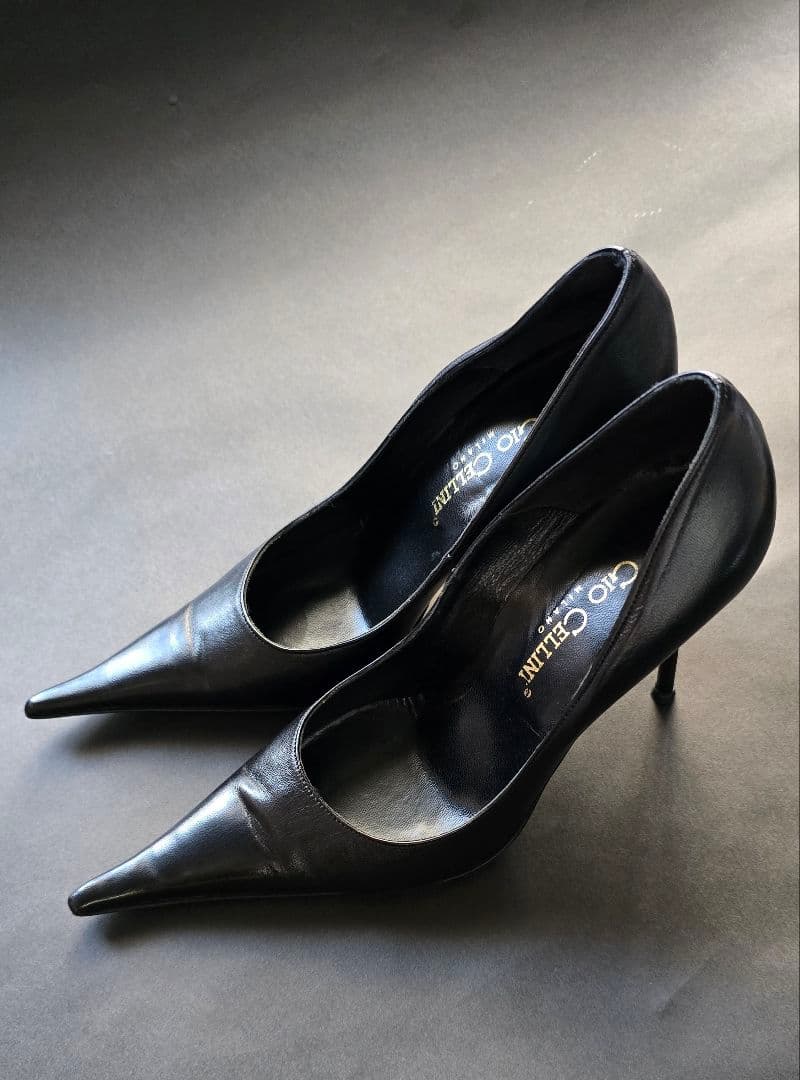 Gio CELLINI MILANO ミラノ購入ポインテッドトゥハイヒール黒 ヒミコ 卑弥呼 【撥水レザー/ジェルインソール】ポインテッドトゥ