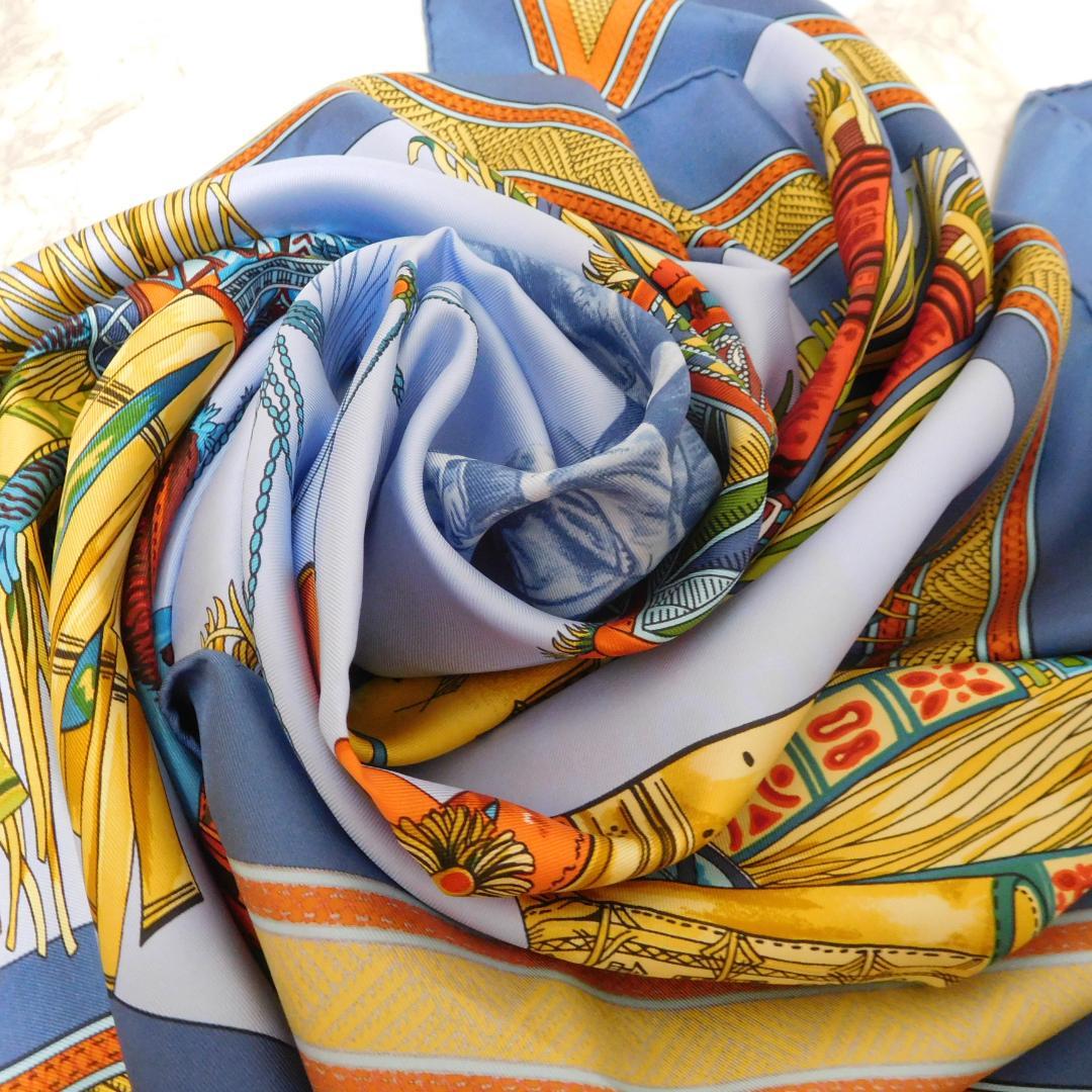 HERMES エルメス スカーフ カレ90 砂漠の革飾り ラクダ シルク100