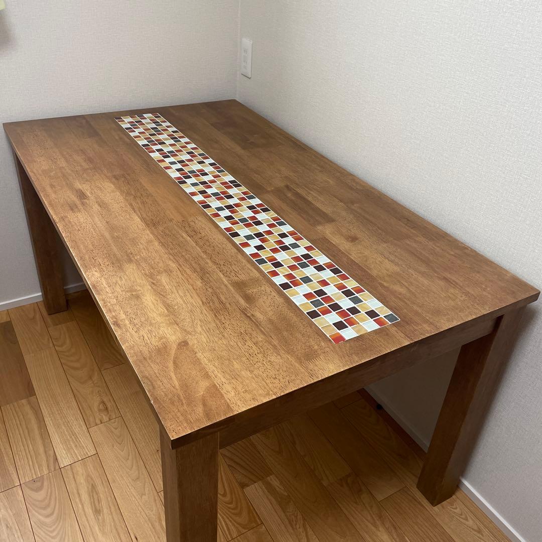 ダイニングテーブル　タイル　木製　テスタ　4人掛け 幅160］ダイニングテーブルセット 4人掛け 5点セット 天然木 長方形