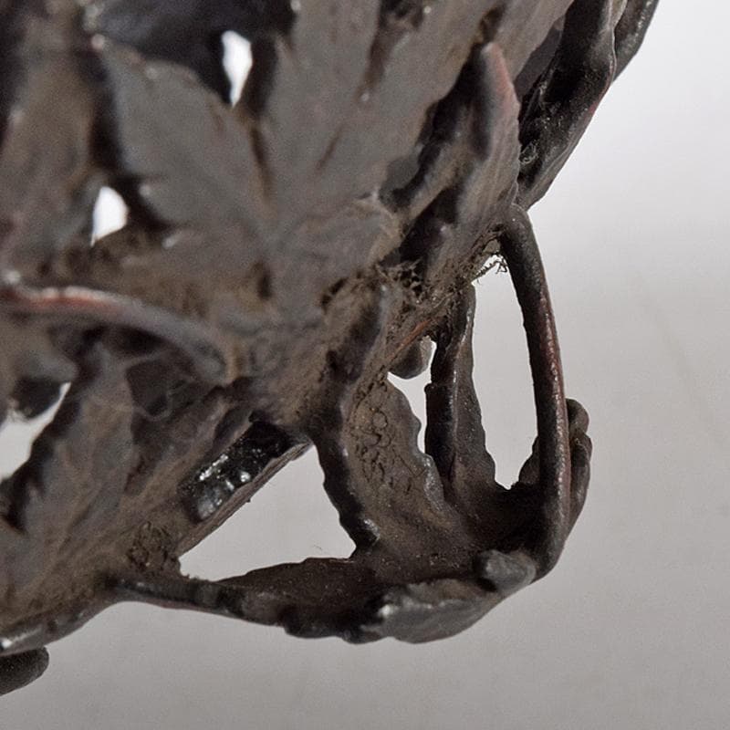 龍ちゃん様専用 古銅 紅葉透かし 三つ足香炉 在銘 約537g D