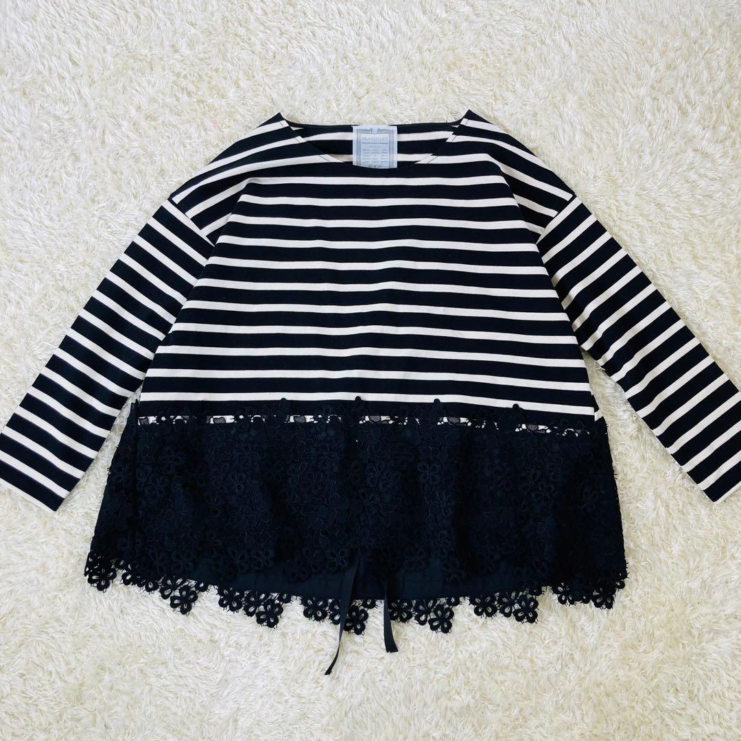 極美品】ビアズリー ボーダー カットソー 裾レース ロンT FREE - メルカリ