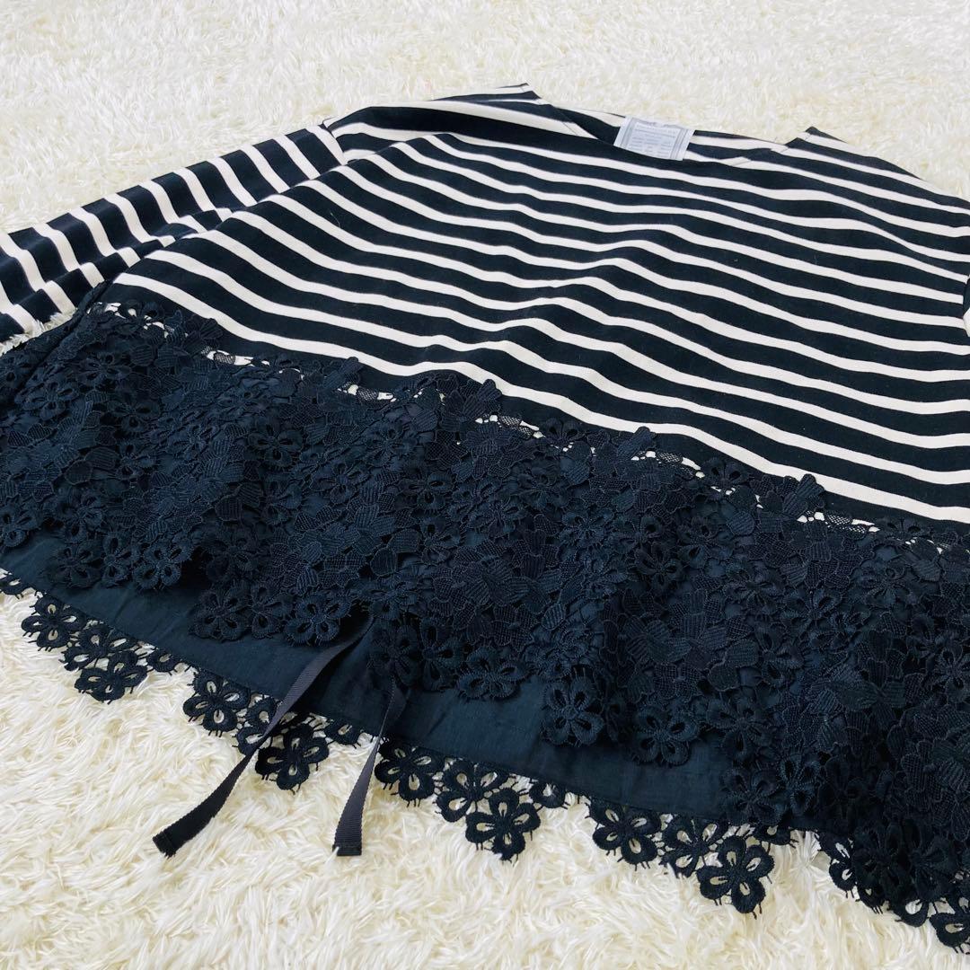 極美品】ビアズリー ボーダー カットソー 裾レース ロンT FREE - メルカリ