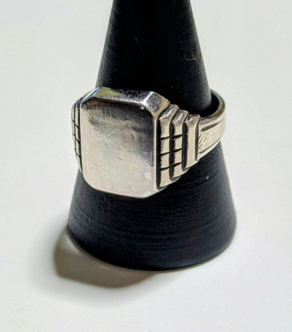 1月期間限定セール ヴィンテージ シグネチャーリング シルバー835 17号 GERMANYドイツ製1930-50年代ヴィンテージシルバー835製イニシャルHG