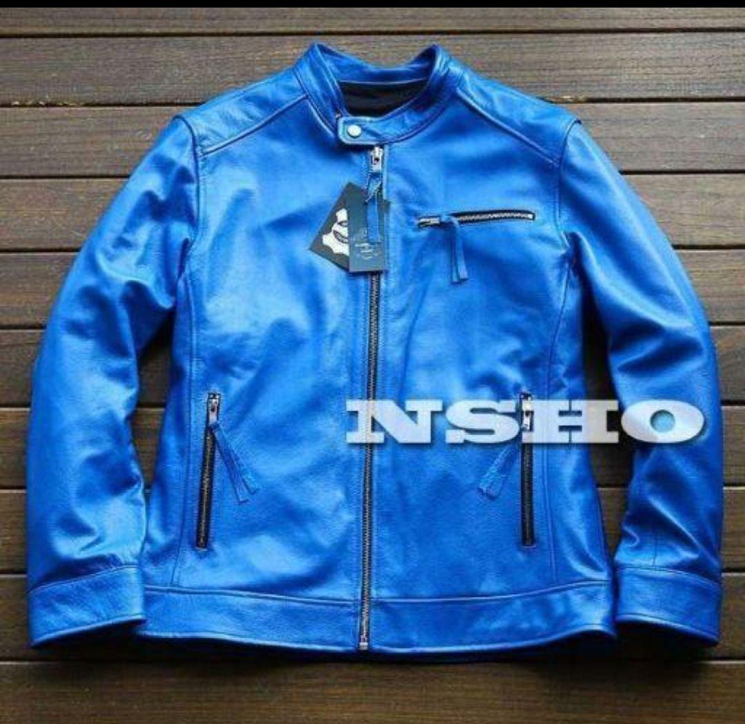 XL【新品】18万円 最高級牛革カウハイド 美ブルー イタリアンレザー