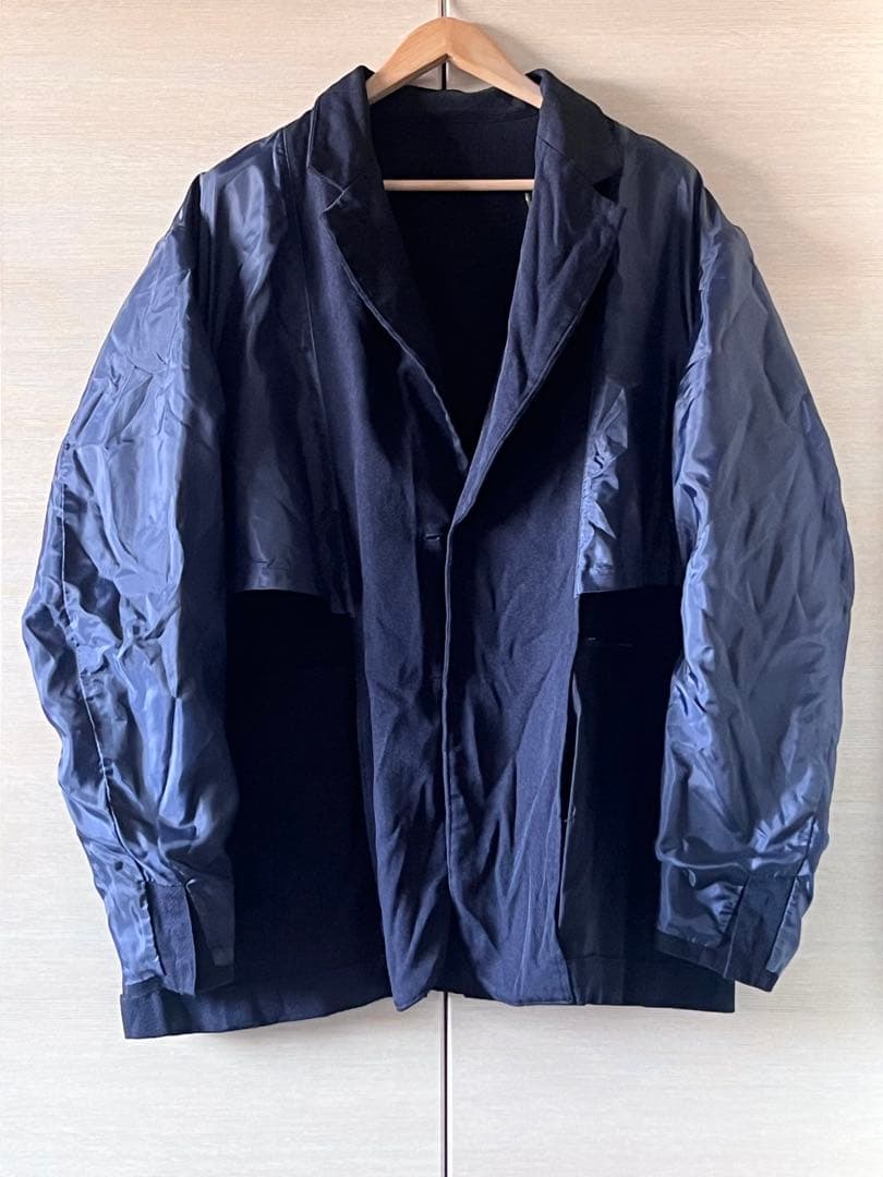 25ss コムデギャルソンシャツ オーバーサイズポリ縮ジャケット NAVY S