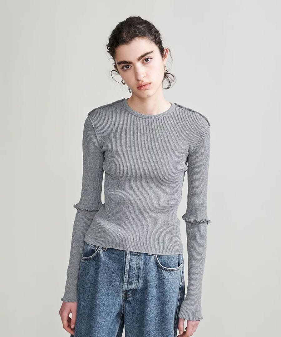 H BEAUTY&YOUTH ＜H>TC リブアウトシーム ロングスリーブニット H＞TC リブ アウトシーム ロングスリーブニット
