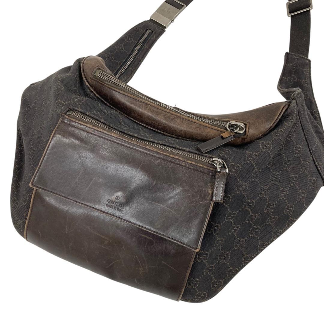 GUCCI グッチ ボディバッグ GGキャンバス レザー 101679 茶系 GUCCI グッチ ボディバッグ GGキャンバス レザー 101679 茶系 - メルカリ