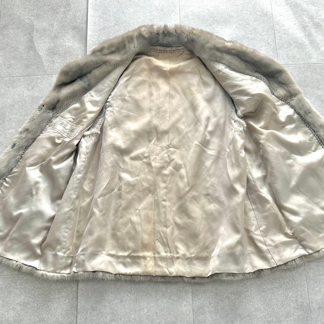 サファイアミンク ベスト リアルファー 毛皮 ジレ ロング グレージュ