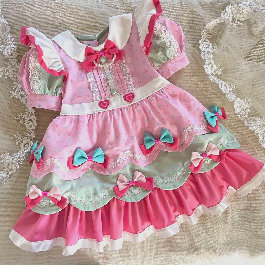 ハンドメイドワンピース ももいろほっぺ - メルカリ