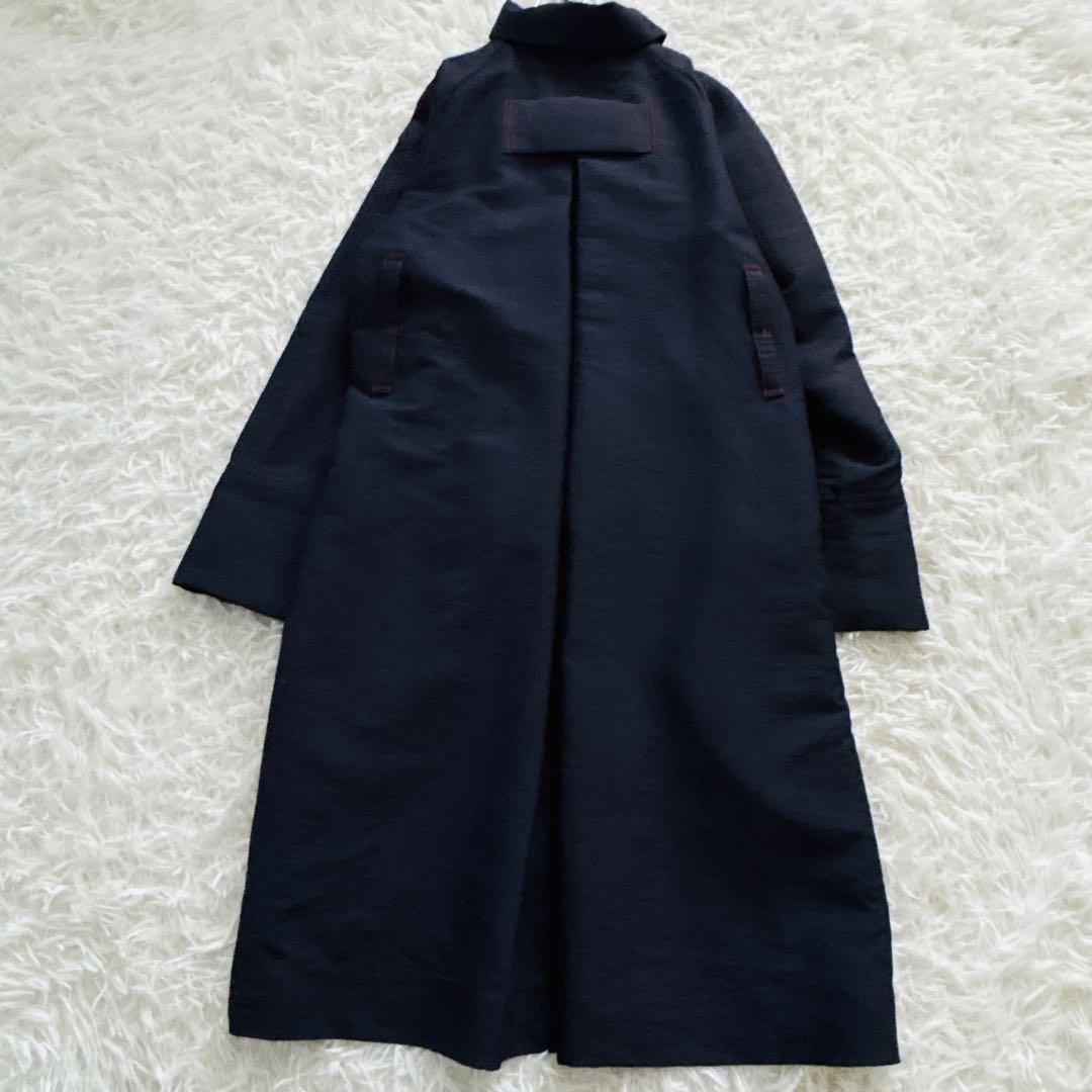 MI.YA.CO】トレンチコート レディース ウエストリボン 濃紺 Fサイズ