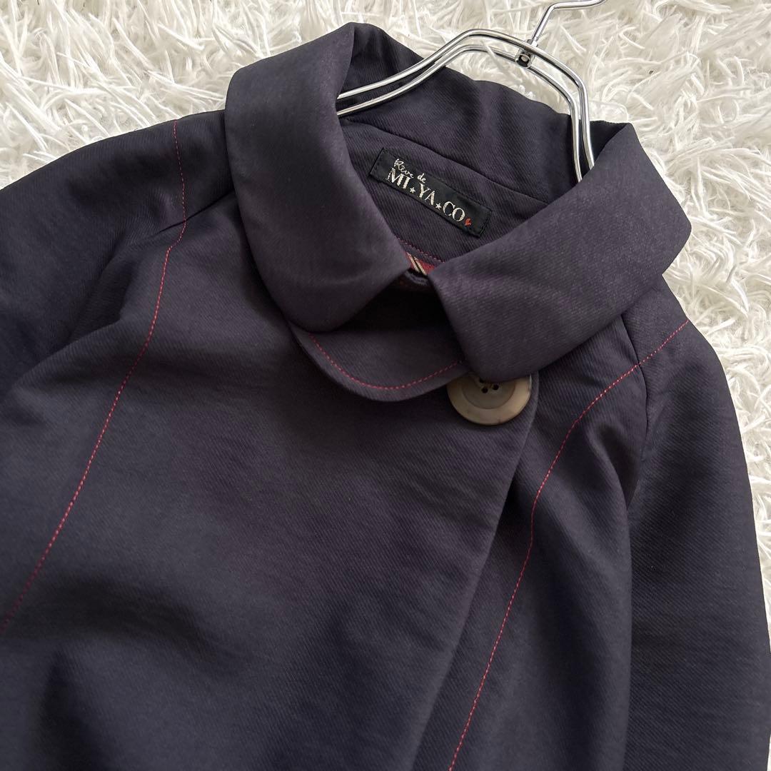 MI.YA.CO】トレンチコート レディース ウエストリボン 濃紺 Fサイズ