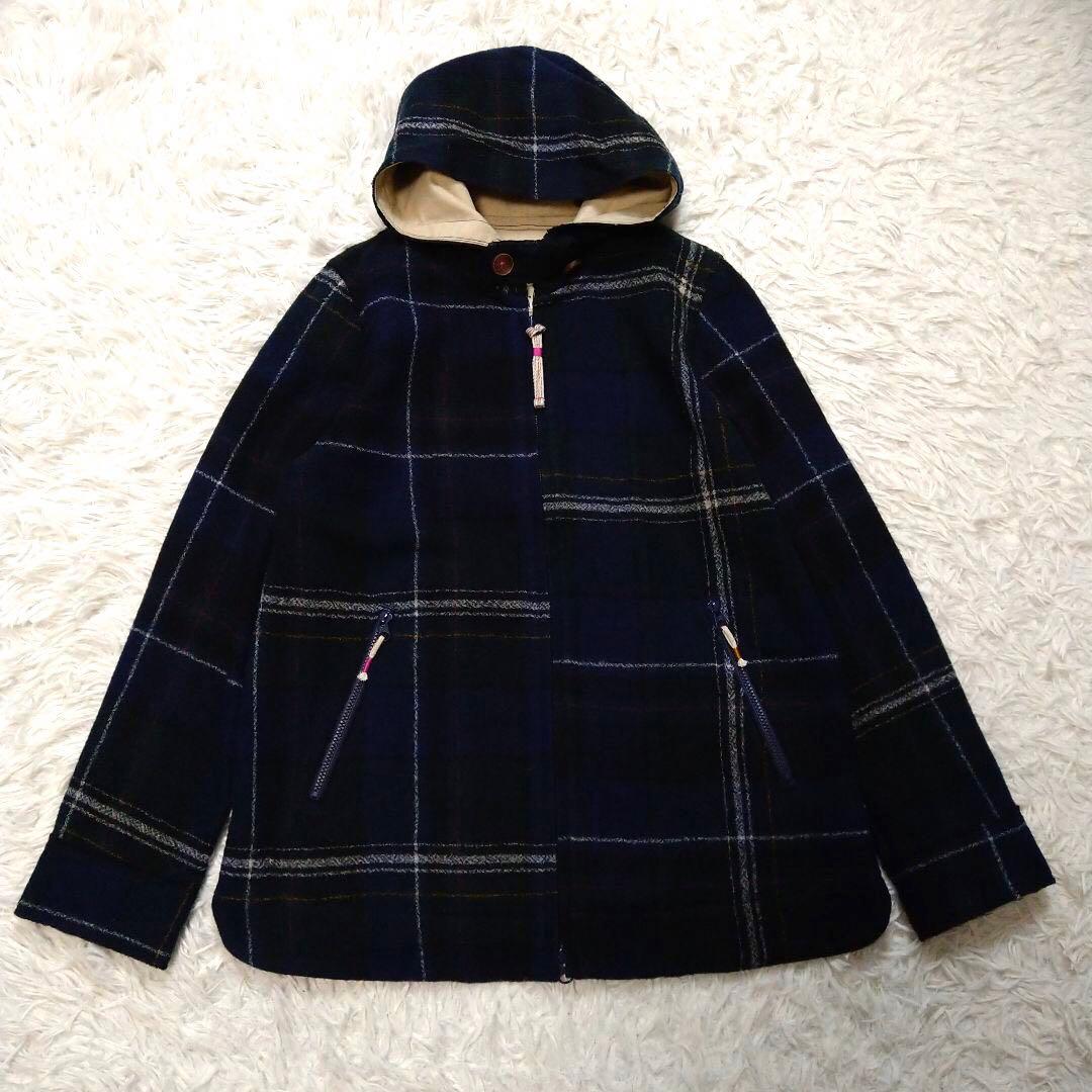 パラスパレス★Pal'ls Palace チェック柄 フーディブルゾン 紺 3 パラスパレス☆Pal'ls Palace チェック柄 フーディブルゾン 紺 3