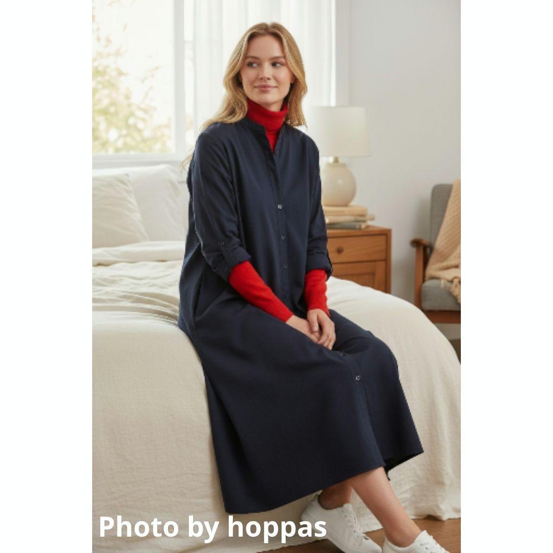 T/Rウォッシャブルギャバ バンドカラー ワンピース ¥31,020