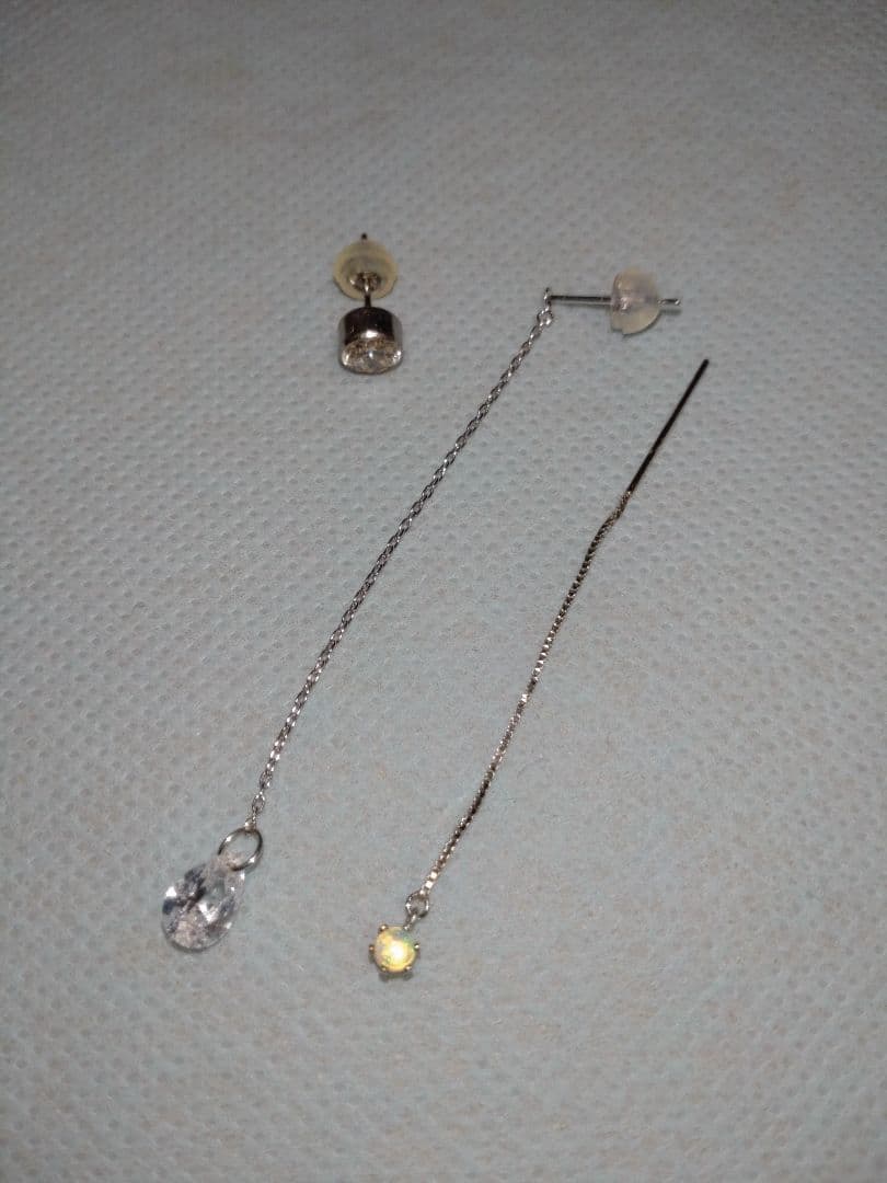 K14WG【刻印有り】片耳ピアス 3点セット（オパール＆CZ）