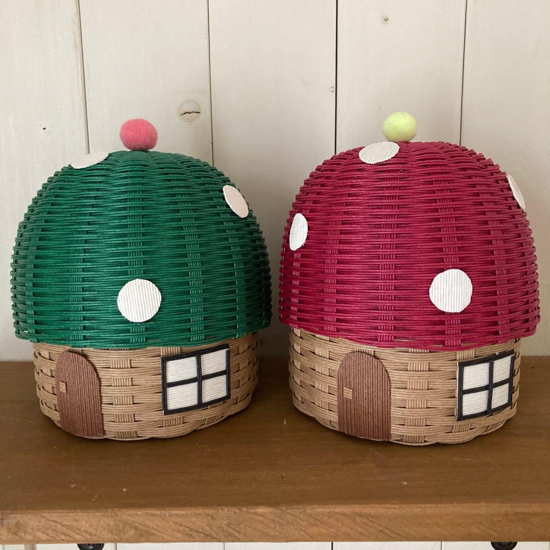 エコクラフト クラフトバンド きのこハウス小物入れ - メルカリ