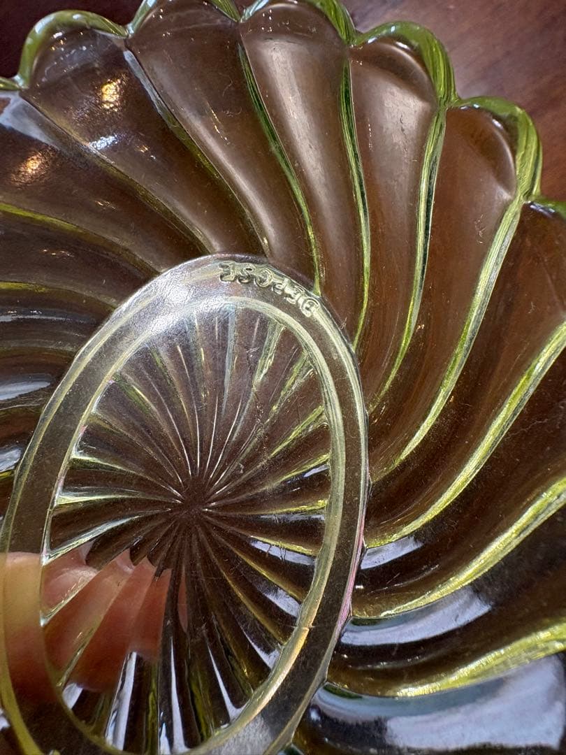 オールドバカラ バカラ ウランガラス 小物入れ バンブー レア 美品