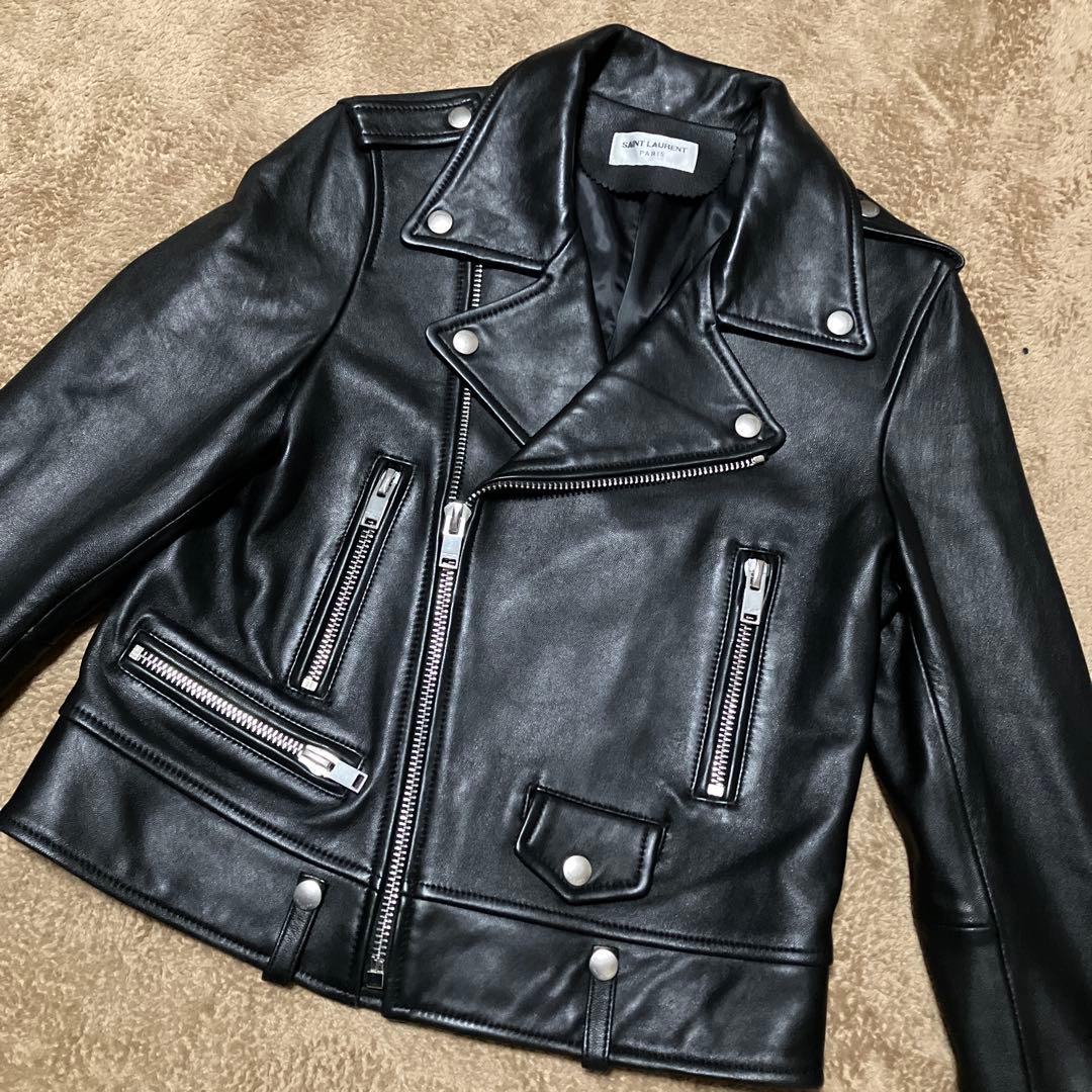 サンローラン ダブルライダース 革ジャン レザージャケット ブルゾン