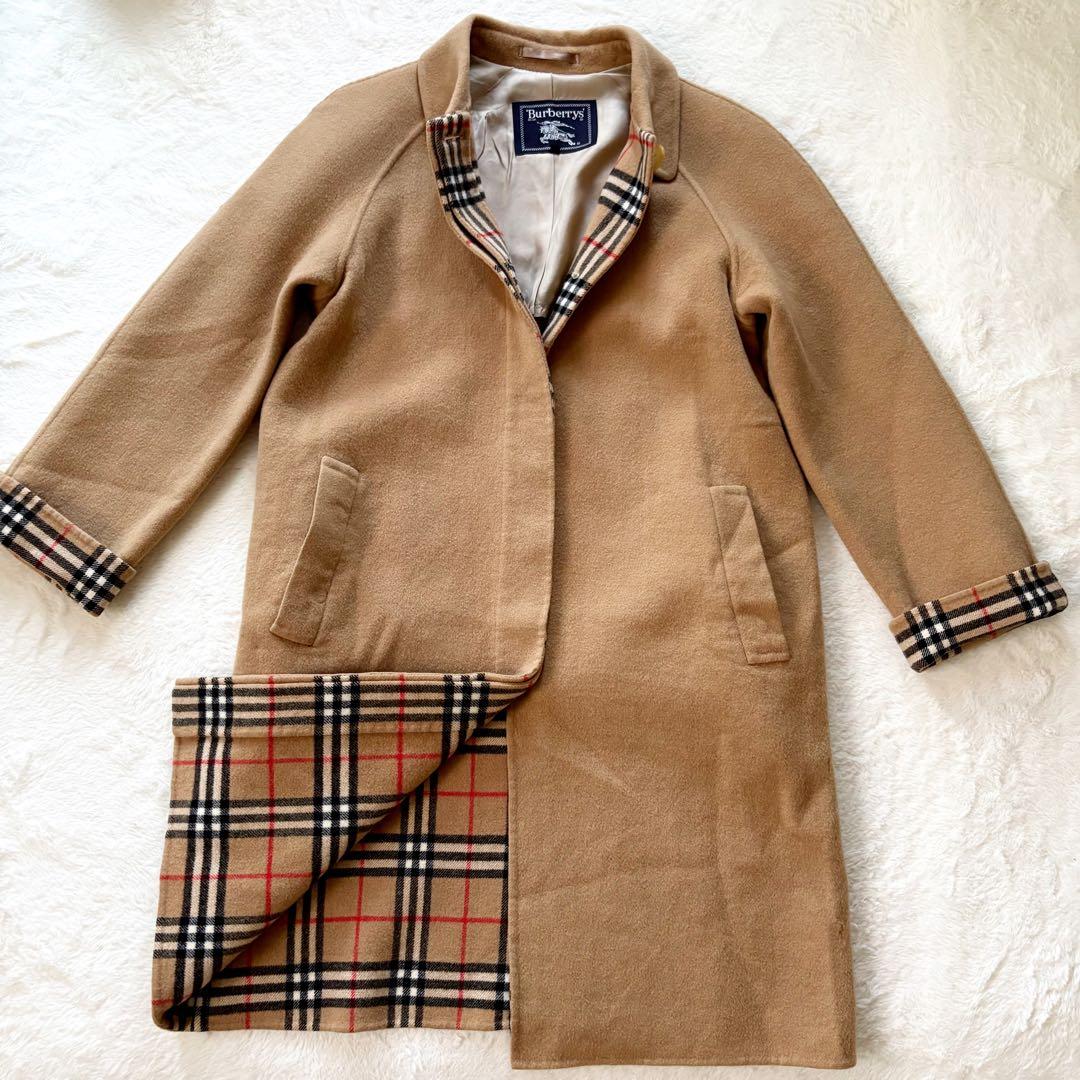 美品　バーバリーズ　チェスターコート　ノバチェック　カシミヤ M ベージュ BURBERRY】バーバリー『カシミヤチェスターコート size46』8036198