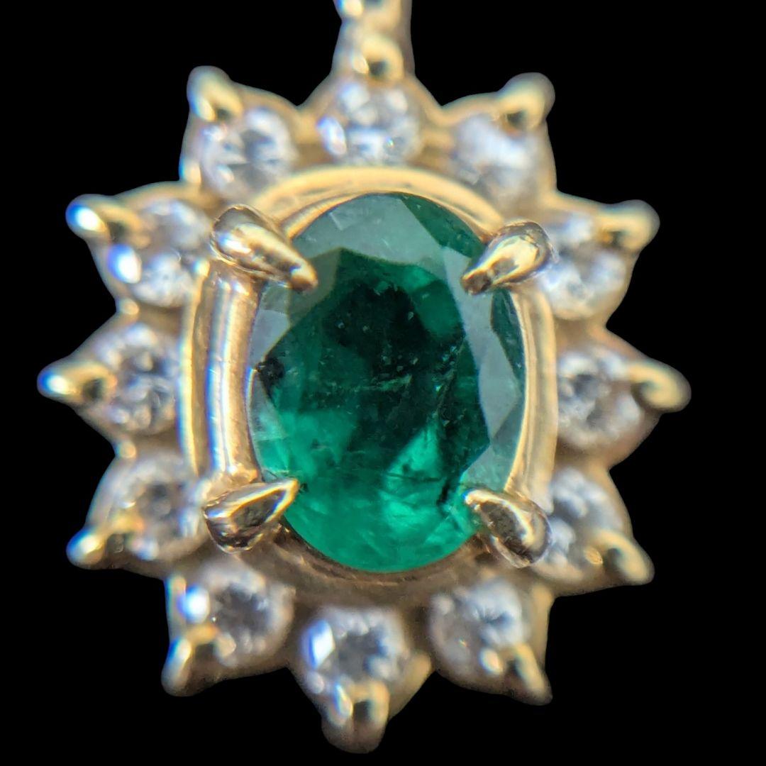 K18 エメラルド ペンダントトップ 0.8g 750 ゴールド ネックレス