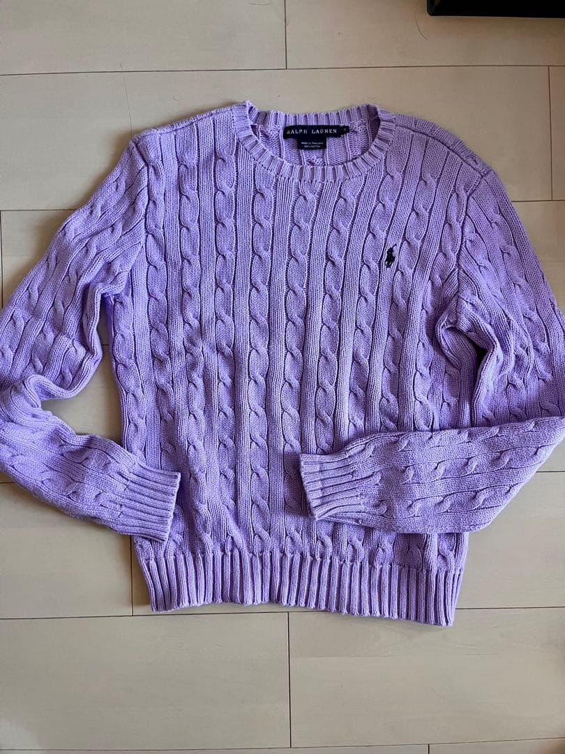 美品】Ralph Lauren ラベンダー カラー ケーブルニット S - メルカリ