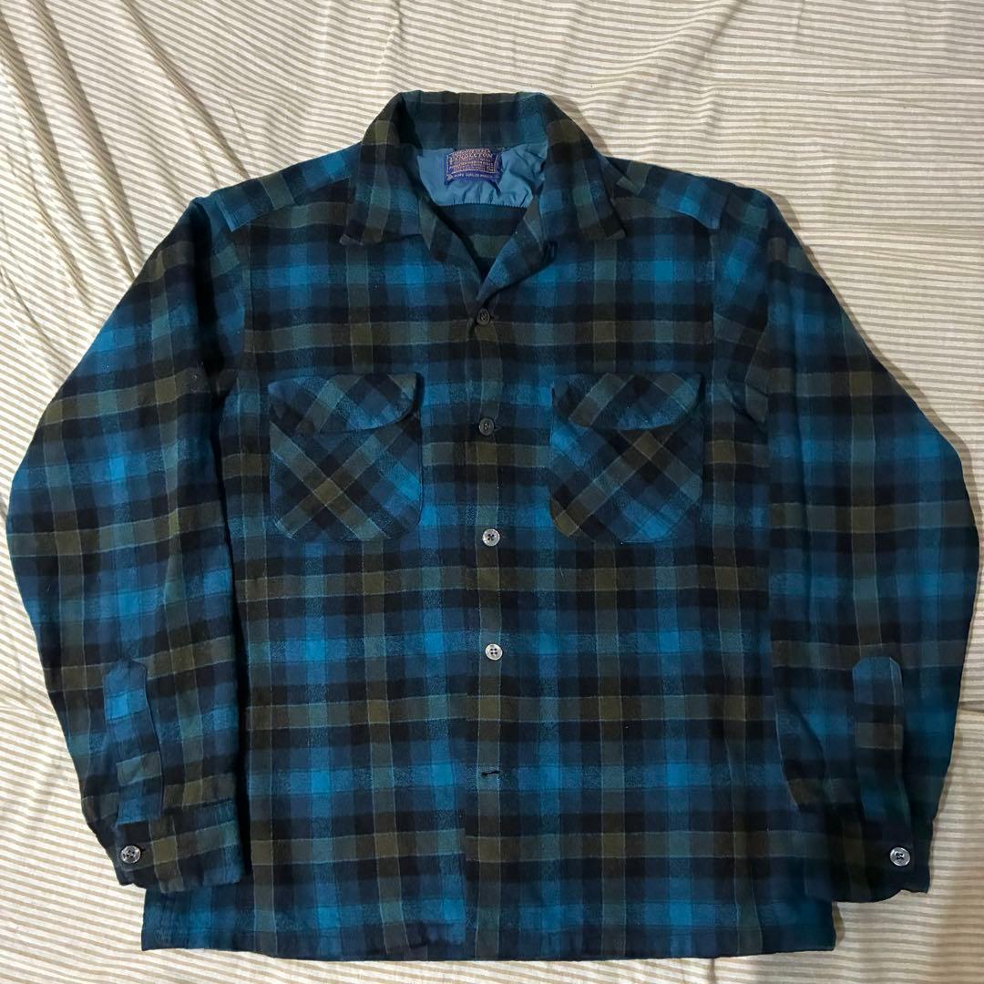 60s pendleton オンブレ 60s PENDLETONペンドルトン オンブレチェック オープンカラー ウール
