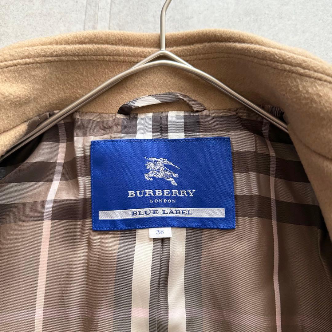 バーバリーブルーレーベル ナポレオンコート ノバチェック キャメル 38