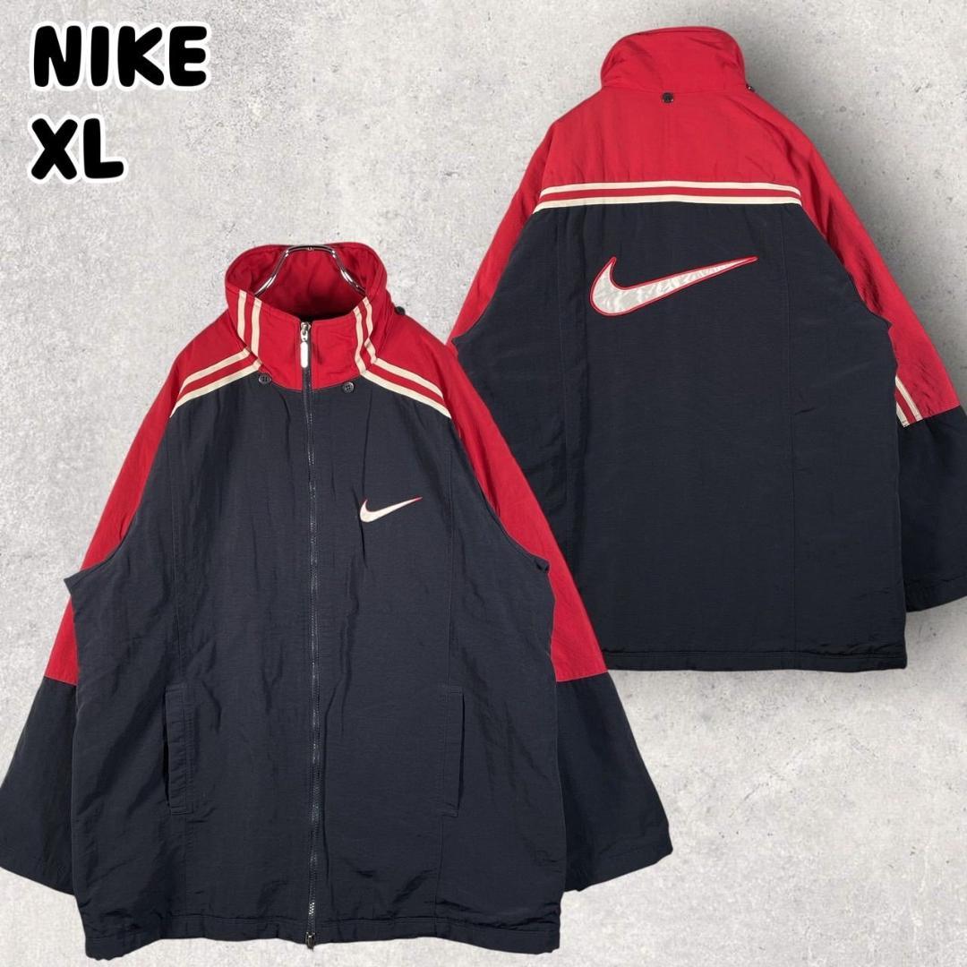 90s銀タグ NIKE ナイキ ジップアップ ナイロンジャケット Lダブル